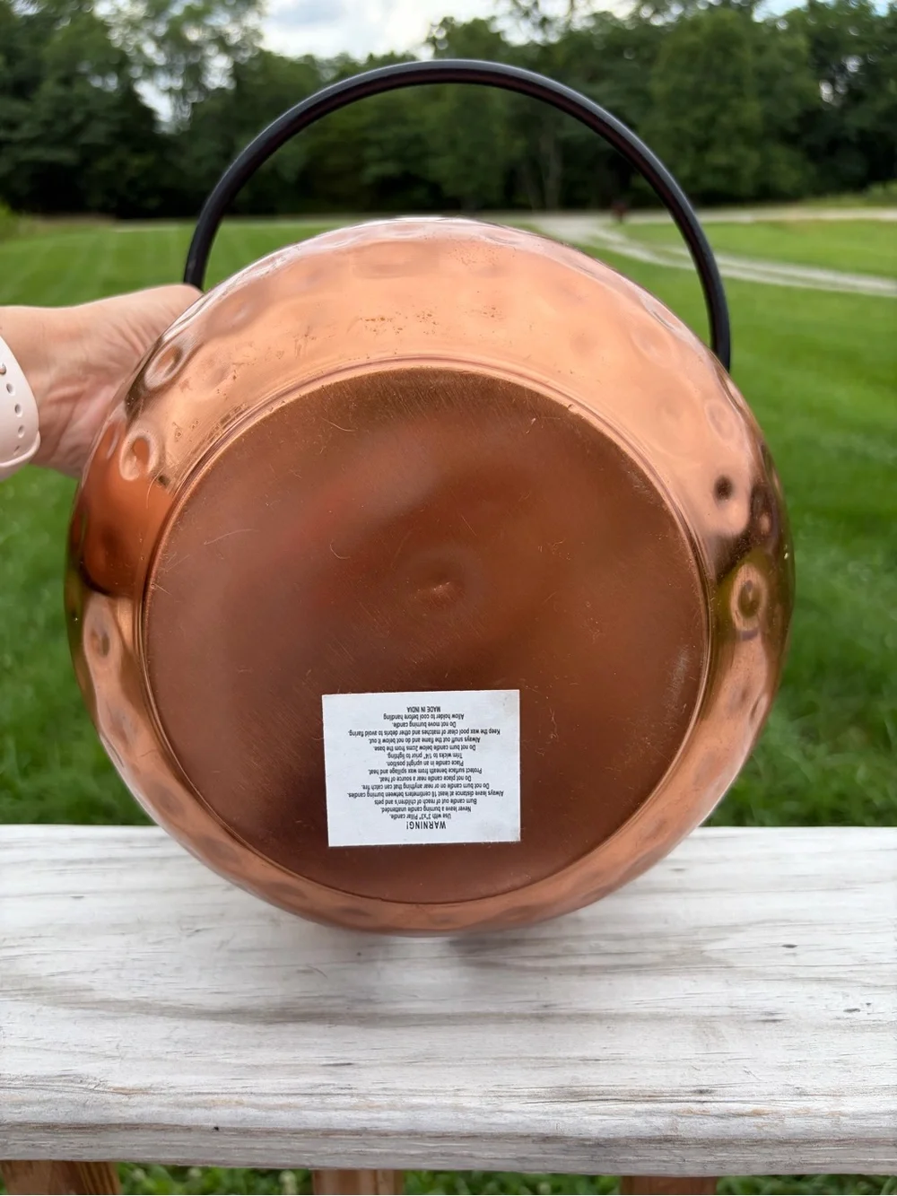 Moonlight Manor 7 x 8in Hammered Metal Copper Color BUCKET JACK O LANTERN NWT